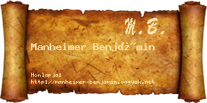 Manheimer Benjámin névjegykártya